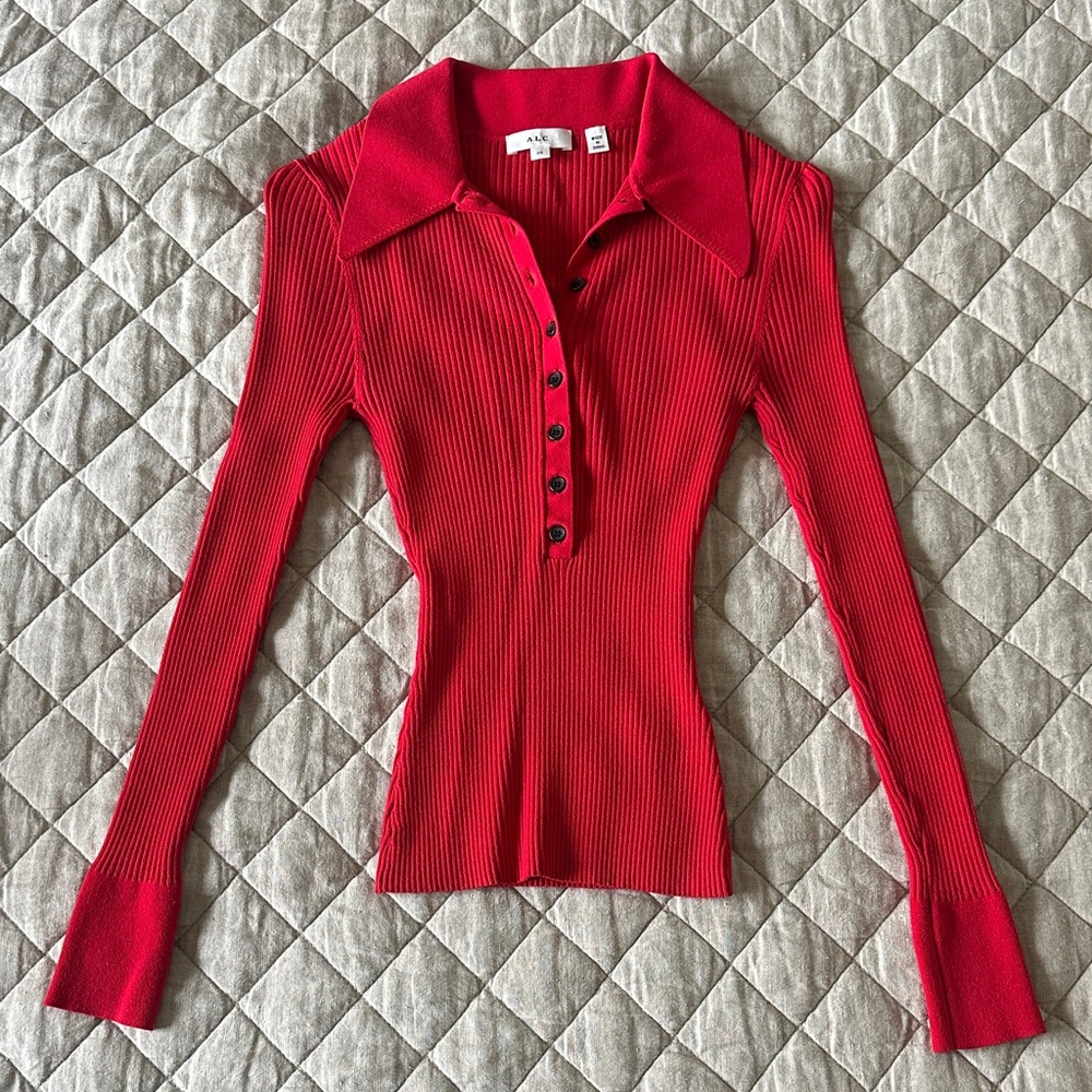 ALC Red Ribbed Women's Top